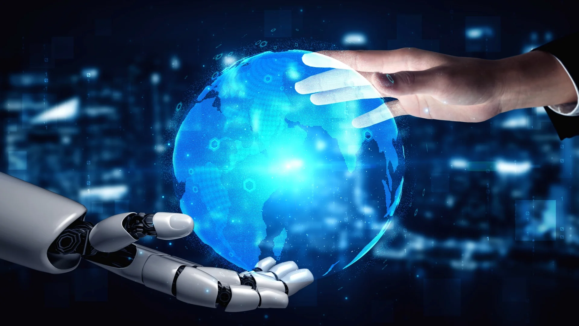 人とAIの連携を表すテクノロジーのイメージ